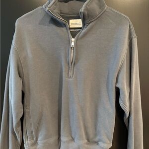 Abercrombie & Fitch Gray/Blue Quarter Zip Sweatshirt